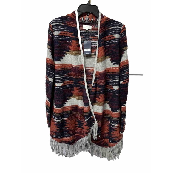 Lucky Brand Sweaters - Lucky Brand Sweater Womens Multi-Color Aztec Southwestern Fringe Cardigan Sz M